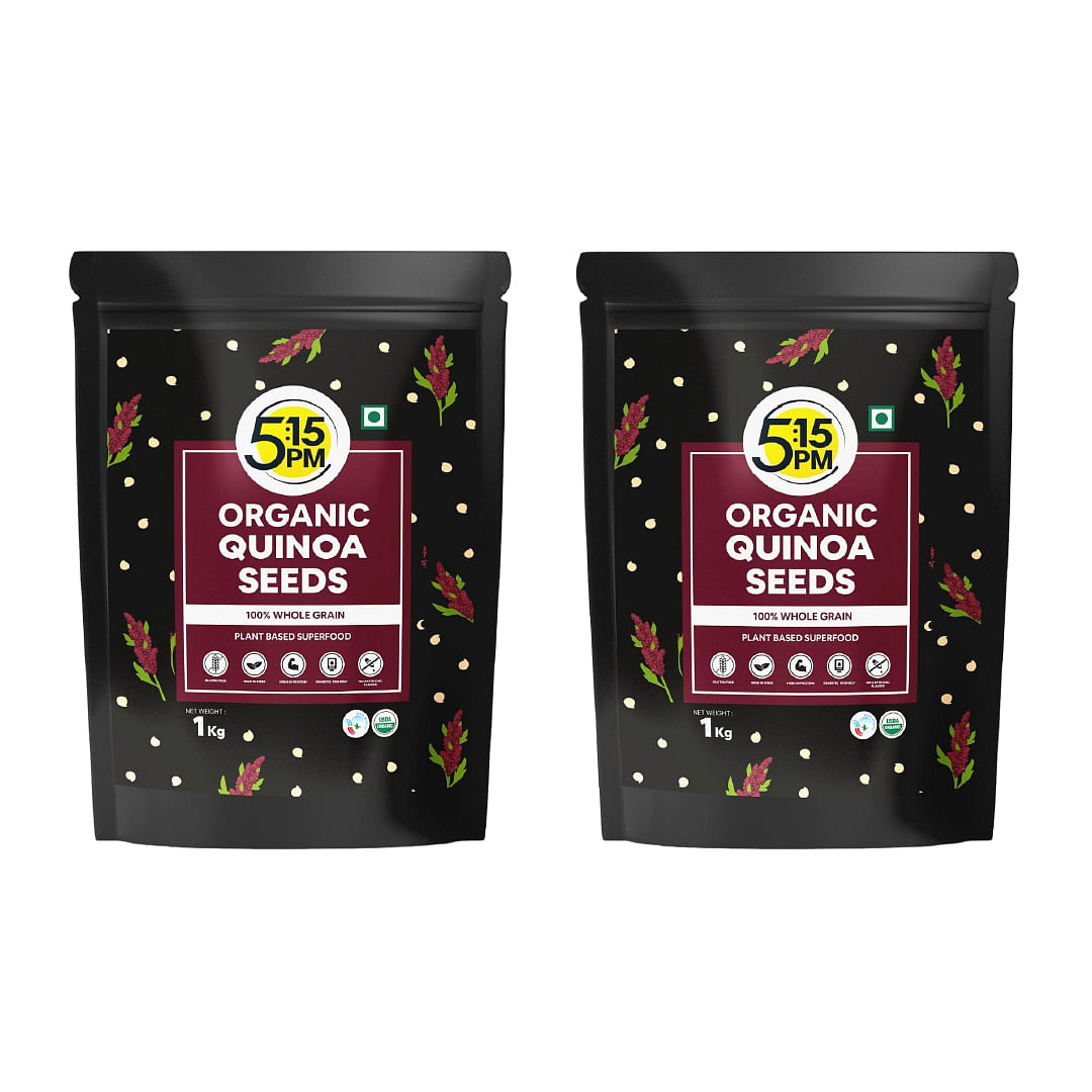 

5:15PM Quinoa Seeds| 100% Organic White Quinoa Seeds |Healthy Cereal for Breakfast| Rich in Protein, Fibre and Calcium 1kg | Pack of 2