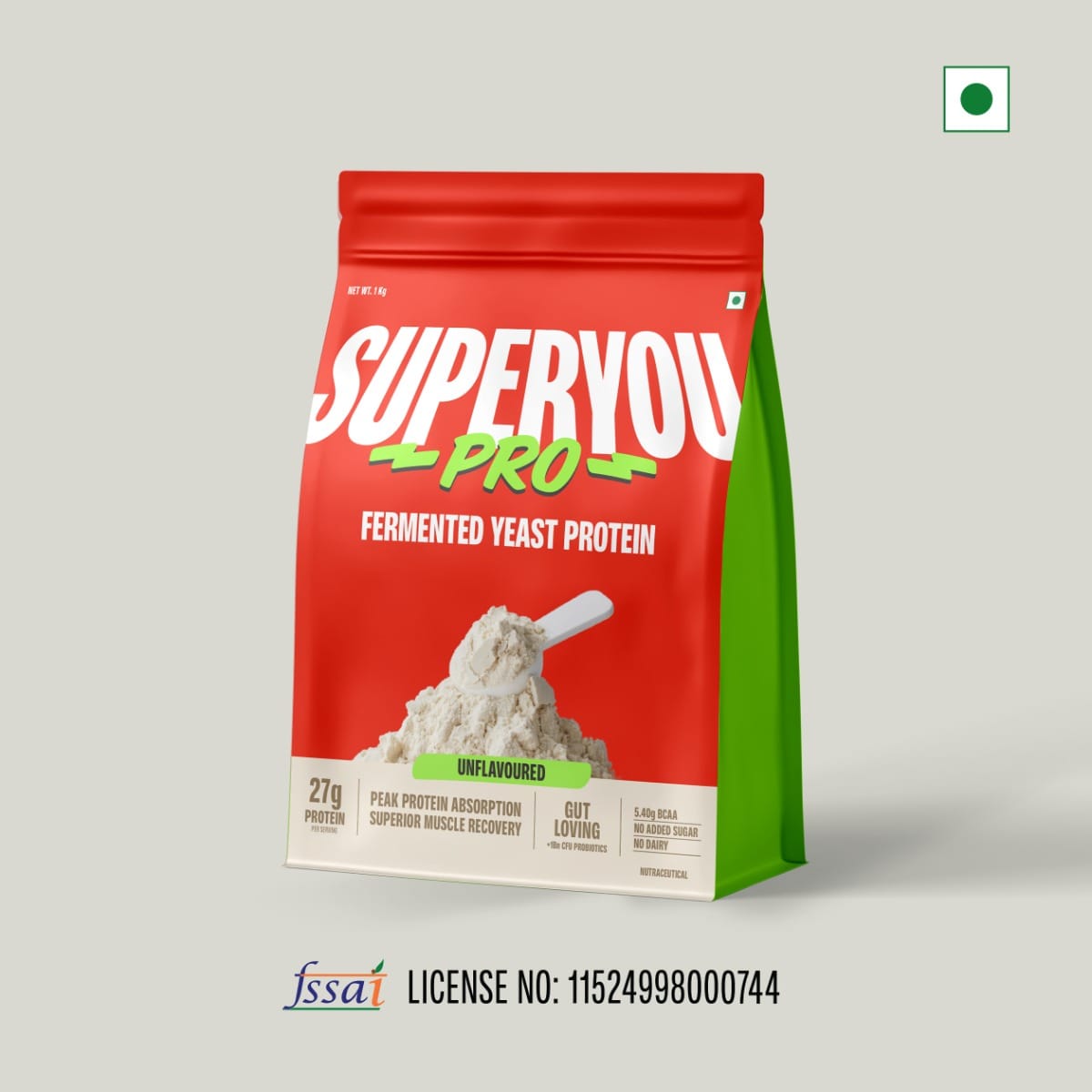 

Superyou Pro Fermented Yeast Protein | 26g Protein| Unflavoured | Peak Absorption | Superior Muscle Recovery | Gut Friendly + 1Bn CFU Probiotics | ...