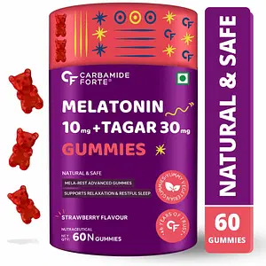 Carbamide Forte Melatonin 10mg Gummies - with TAGARA, L Tryptophan & Vitamin B6 | Sleep Aid Supplement â€“ 60 Veg Gummies
