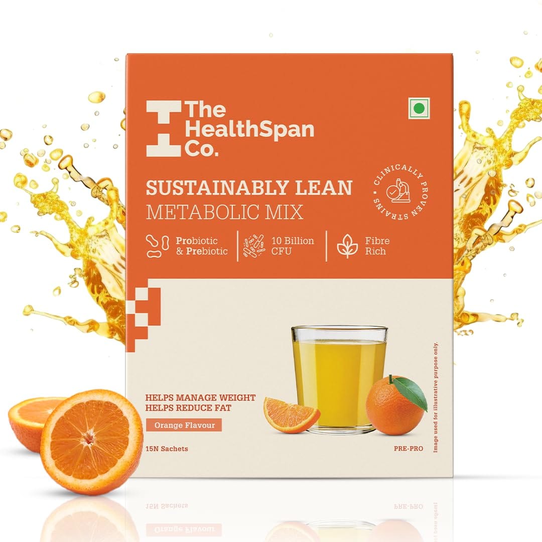 

The Healthspan Co. | Sustainably Lean Metabolic Mix | For Weight & Waist Reduction | Pre & Probiotics from Dupont® | 15 Sachets | Orange Flavour - ...