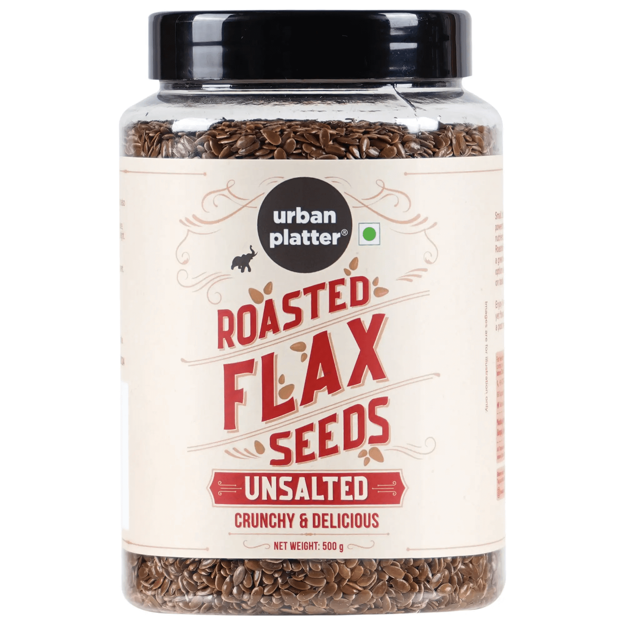 

Urban Platter Roasted & Unsalted Flax Seeds, 500g [Alsi, Heart-Healthy, Keto-friendly, Use in salads, After-meal]