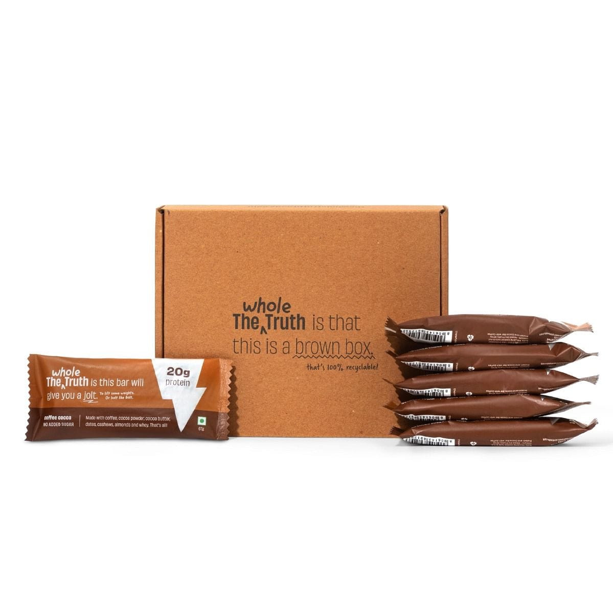 The Whole Truth - High Protein 20g Protein Bar - Pack of 5 x 67g each - No Added Sugar - No Preservatives