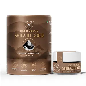 Wellbeing Nutrition Pure Himalayan Shilajit Gold Resin for Strength, Stamina, Performance, Stress Relief and Vitality | With Ashwagandha, Safed Museli & Swarna Bhasma (24K Gold Leaf) | Lab Tested - 20g 