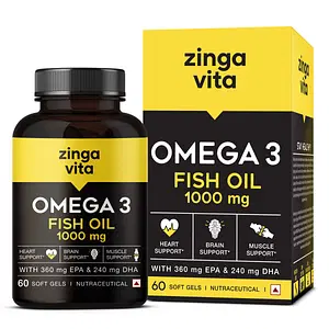 Zingavita Omega 3 Fish Oil 1000mg | 60 Softgels | Heart | Brain | Muscle | Men & Women