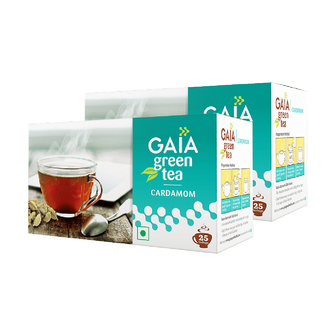 

Gaia Green Tea + Cardamom -25 Tea Bag | Pack of 2