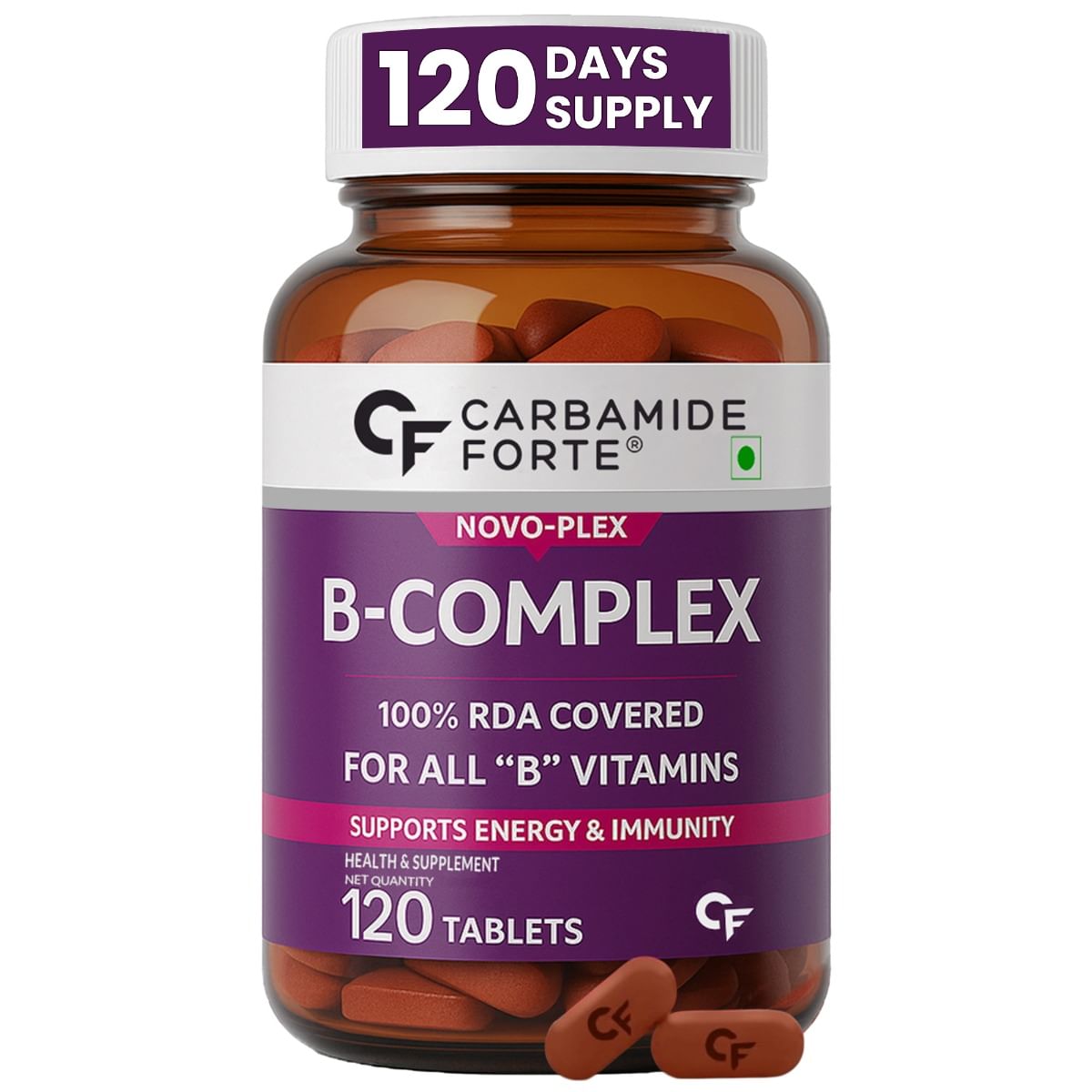 

Carbamide Forte Vitamin B-Complex Tablets - 100% RDA for B Vitamins with B1, B2, B3, B5, B6, B9 & Vitamin B12 | Vitamin B Complex Supplements for W...