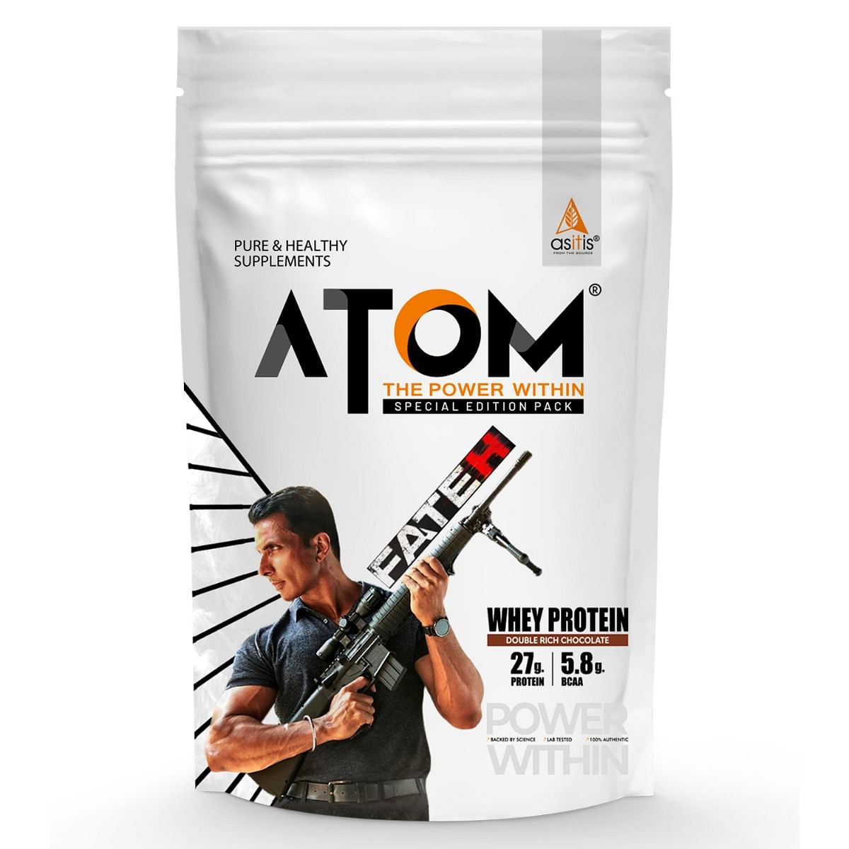 

AS-IT-IS Nutrition ATOM Whey Protein 1kg | 27g protein | Isolate & Concentrate | FATEH Double Rich Chocolate | USA Labdoor Certified | With Digesti...