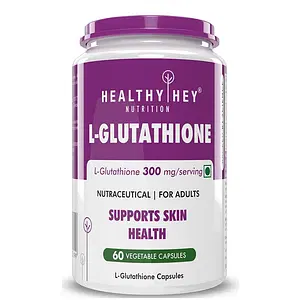 HealthyHey Nutrition Glutathione - Support Skin Health - 100% Vegetarian Source - 300mg - 60 Veg Capsules
