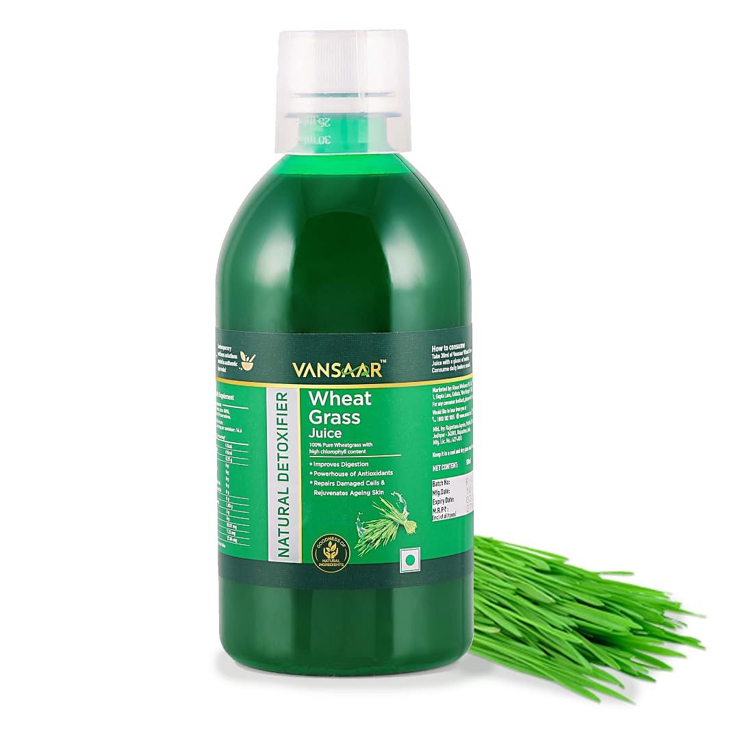 

Vansaar Wheatgrass Juice|Natural Liver detox & Gut cleanser Juice|Weight & Cholesterol management,100% Ayurvedic - 500ml