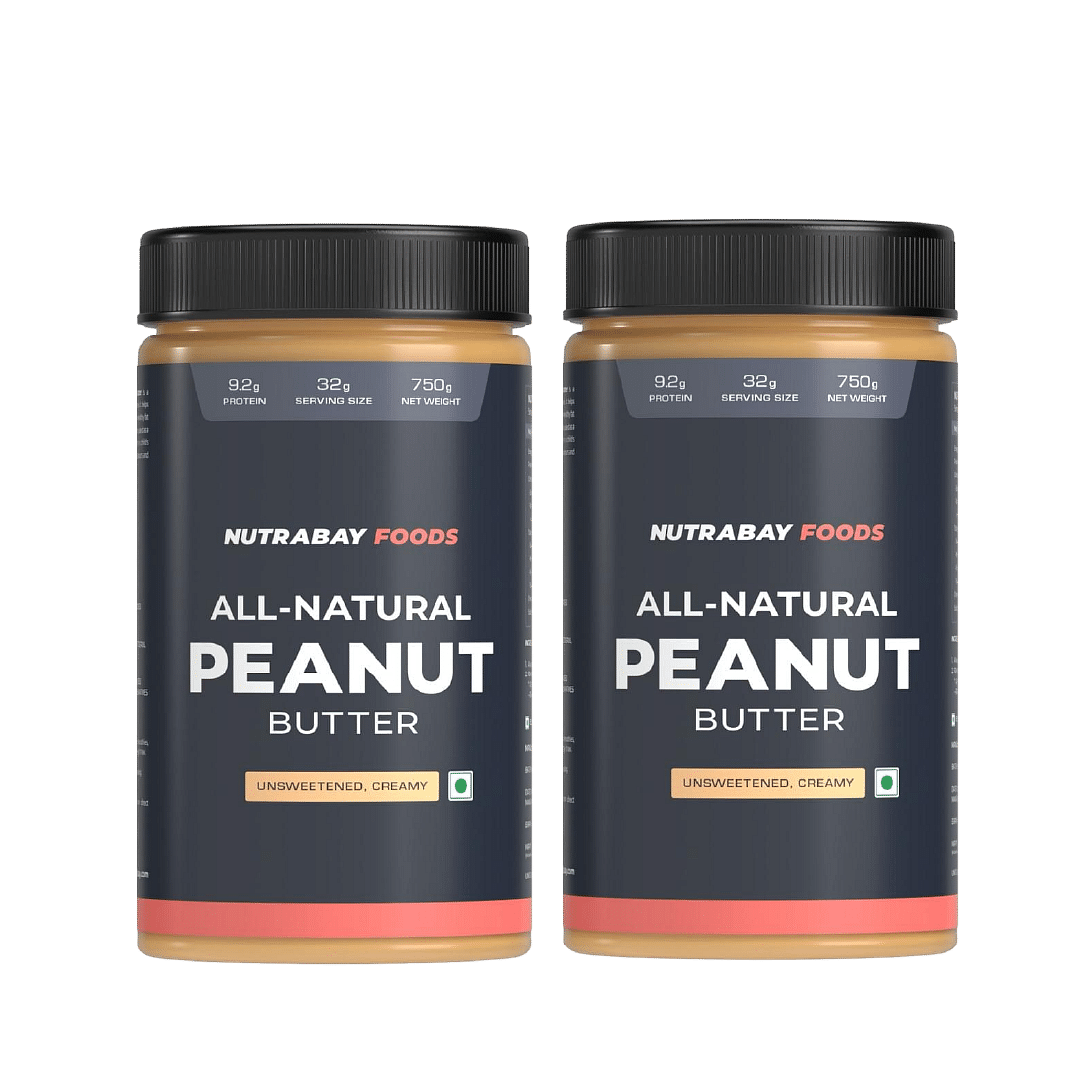 

Nutrabay Foods All-Natural Peanut Butter (Creamy) - Unsweetened, 750G | 100% Roasted Peanuts, 28G Protein, Zero Cholesterol, Vegan, Gluten Free, No...