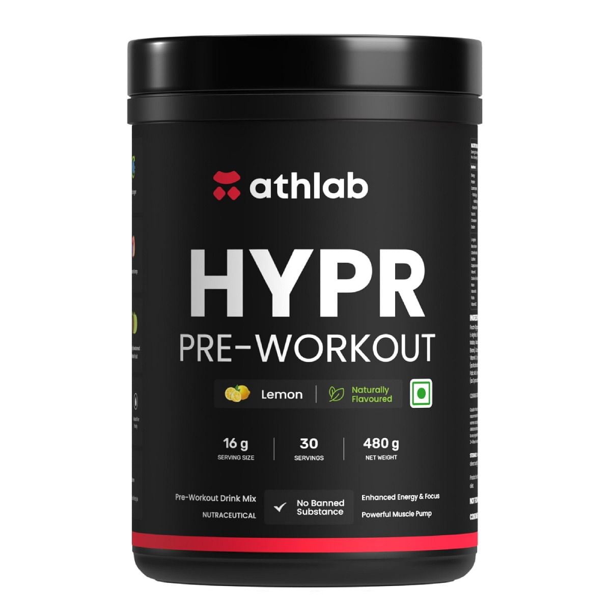 

Athlab HYPR Pre Workout with 200mg Natural Caffeine, 3000mg L-Arginine, 2000mg Beta Alanine, 2000mg Citrulline Malate | Naturally Flavoured & Sweet...