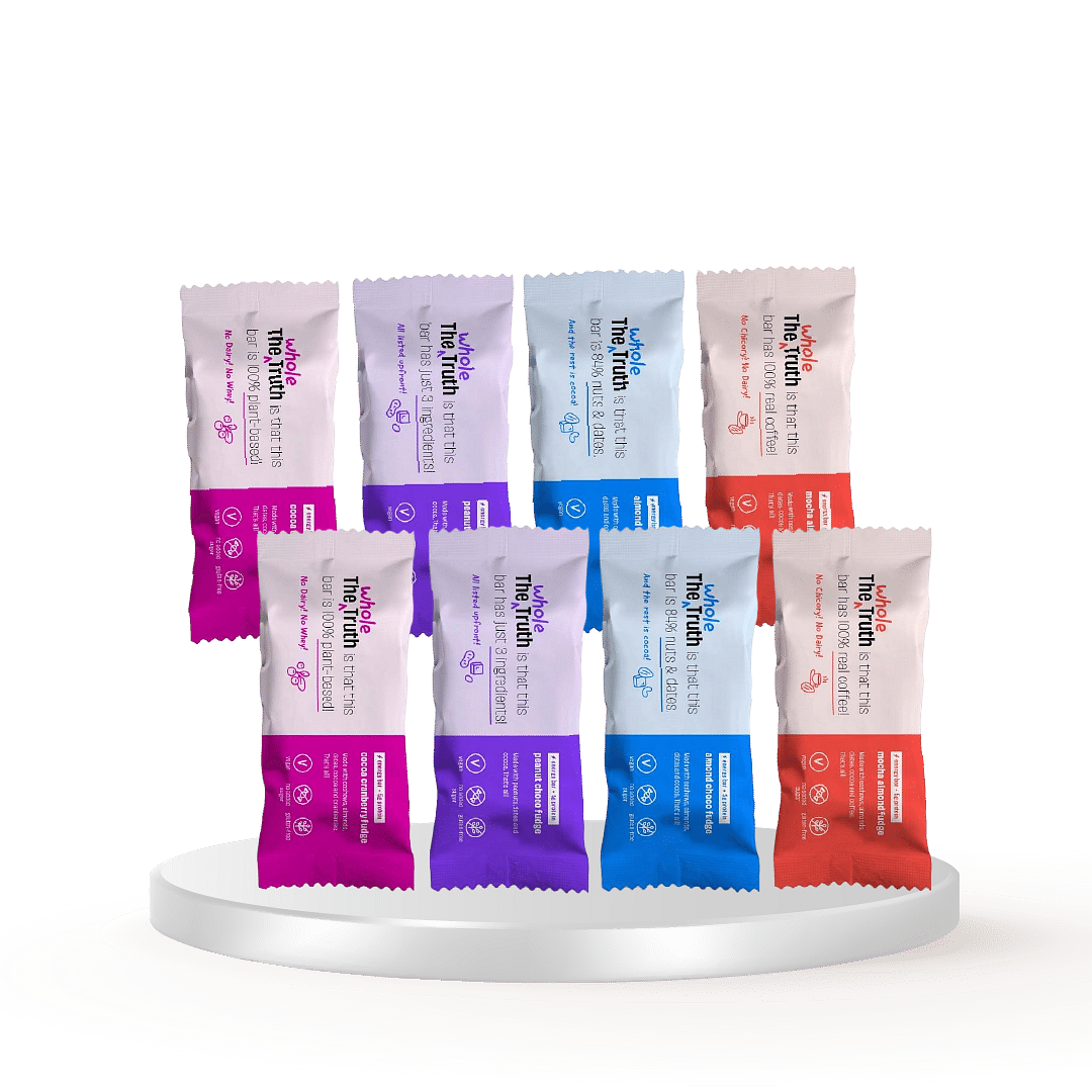 

The Whole Truth - Energy Bars - Fudge All! | Pack of 6 x 40g | 2 Almond Choco Fudge, 2 Peanut Choco Fudge, 1 Cocoa Cranberry Fudge, 1 Mocha Almond ...