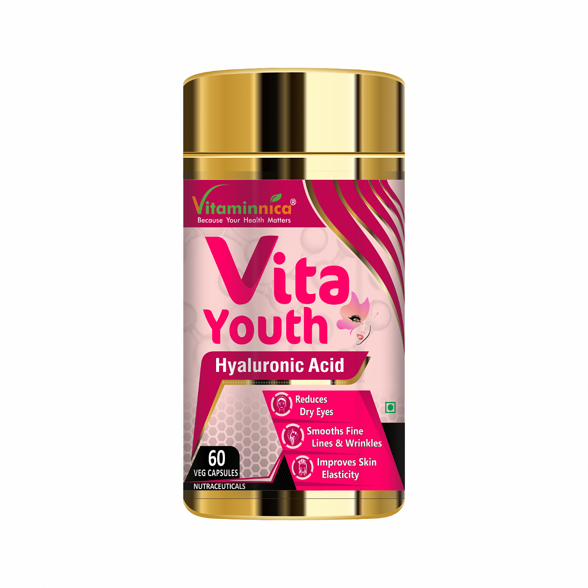 

Vitaminnica Vita Youth | Natural Beauty Formula: Hyaluronic Acid | Reduces Dry Eyes, Improves Skin Elasticity & Smooths Fine Lines & Wrinkles | 60 ...