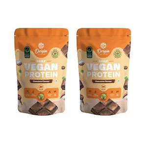 Origin Nutrition 100% Vegan Plant Protein Powder Chocolate Flavour with 25g Protein per serving, 770g(Pack of 2)