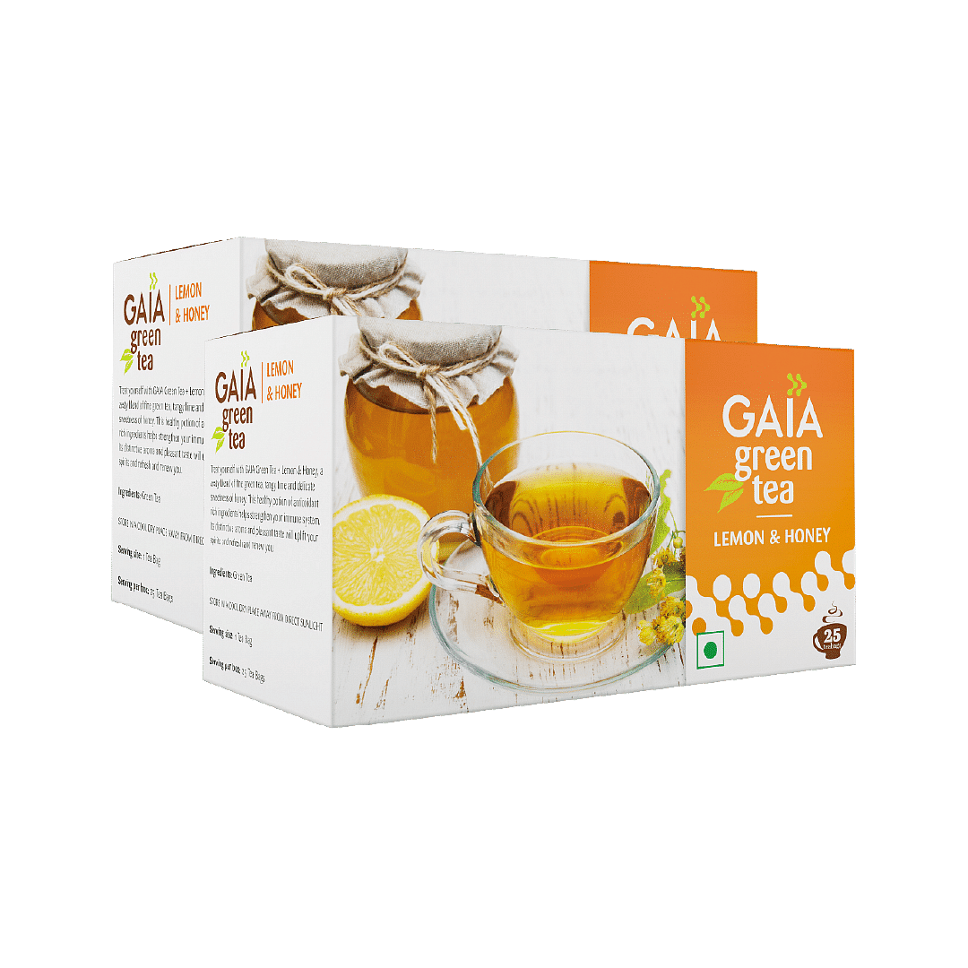 

Gaia Green Tea + Lemon & Honey- 25 Tea Bags | Pack of 2