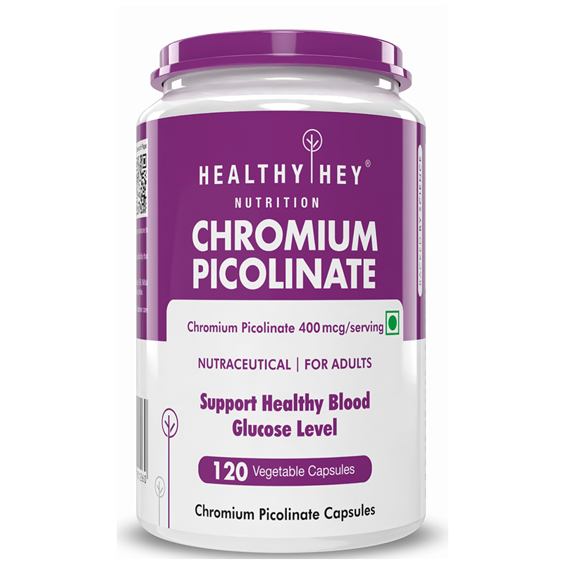 

HealthyHey Nutririon Chromium Picolinate Support Glucose Metabolism (High Absorption) 120 Vegan Safe Capsules