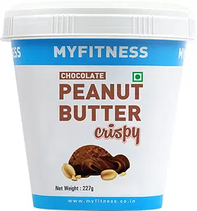 MYFITNESS Chocolate Peanut Butter Crispy 227g | 23g Protein | Tasty & Healthy Nut Butter Spread | Dark Chocolate | Vegan | Cholesterol Free, Gluten Free | Crunchy & Nutty Peanut Butter | Zero Trans Fat