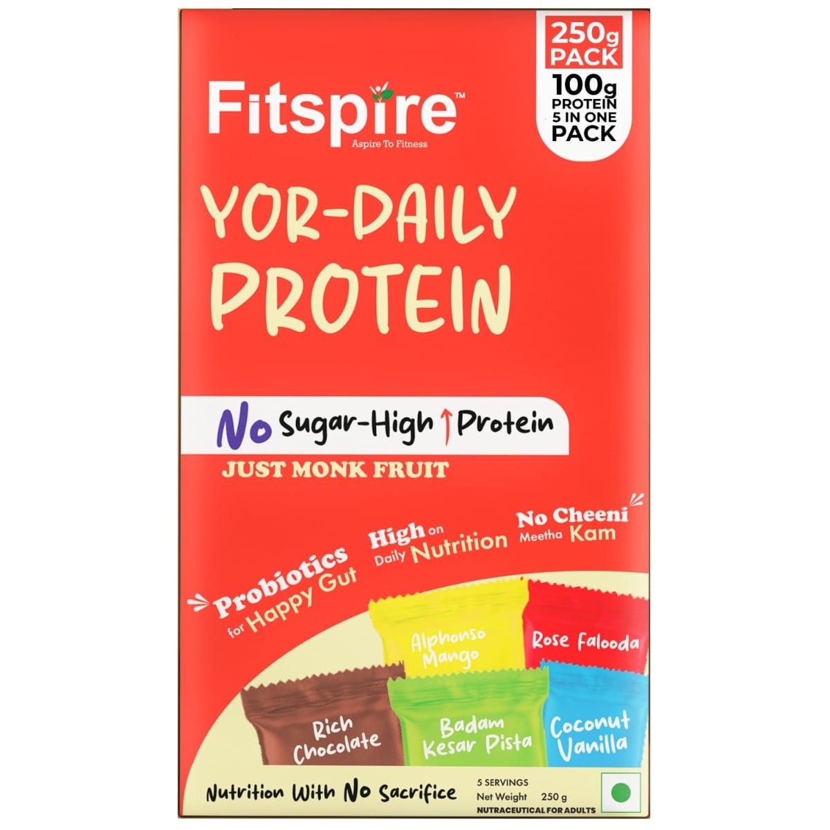

Fitspire Assorted Pack YOR Daily Protein Sachets (5 × 50g) | Each Sachet Provides 20g High-quality Protein