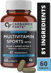 Carbamide Forte Multivitamin 80 Ingredients BCAA + Amino + Acids + Probiotics + Antioxidants | 60 Tablets | Energy | Immunity | Recovery | Men & Women