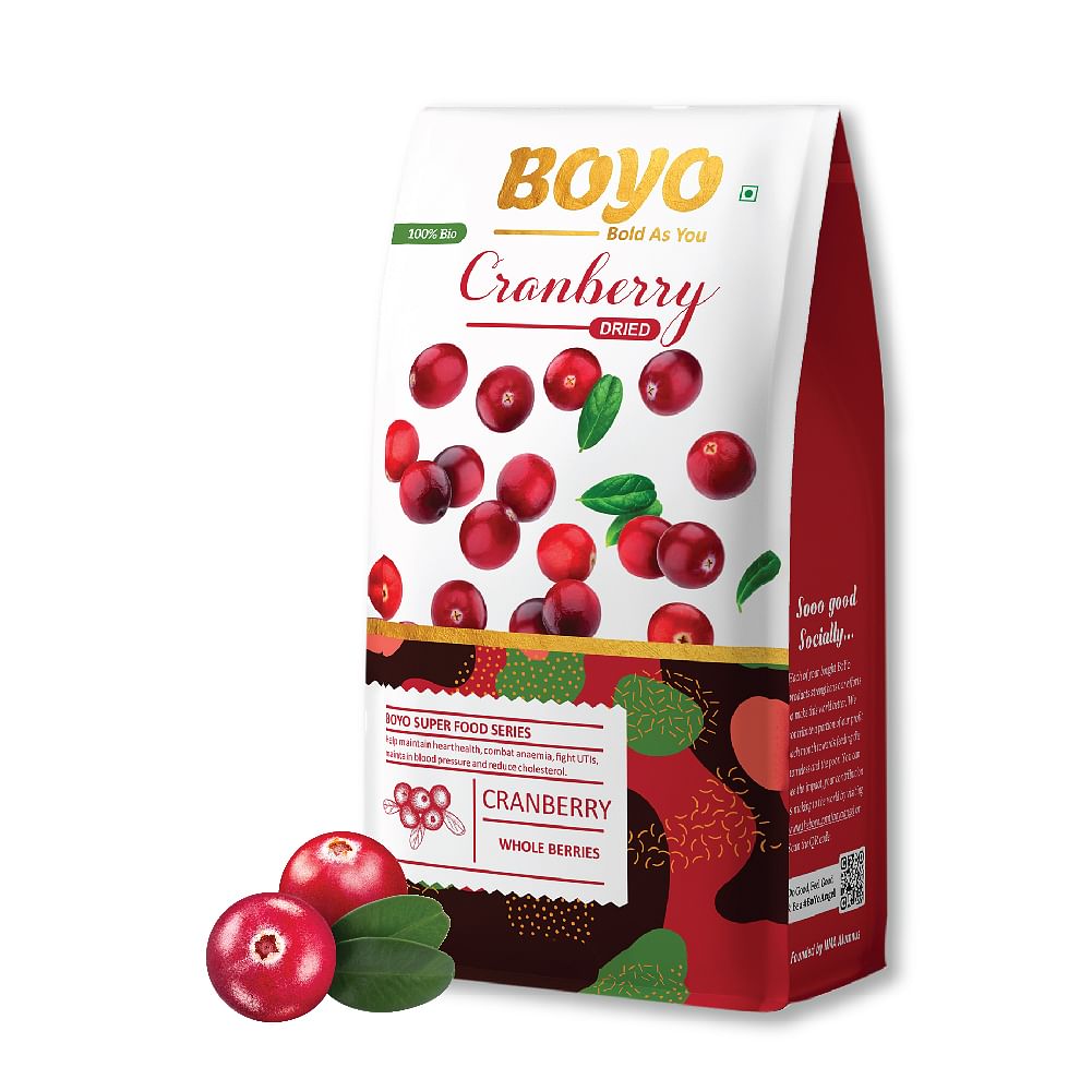 

BOYO Dried Whole Cranberry 200g, Whole & Unsweetened, 100% Vegan & Gluten Free