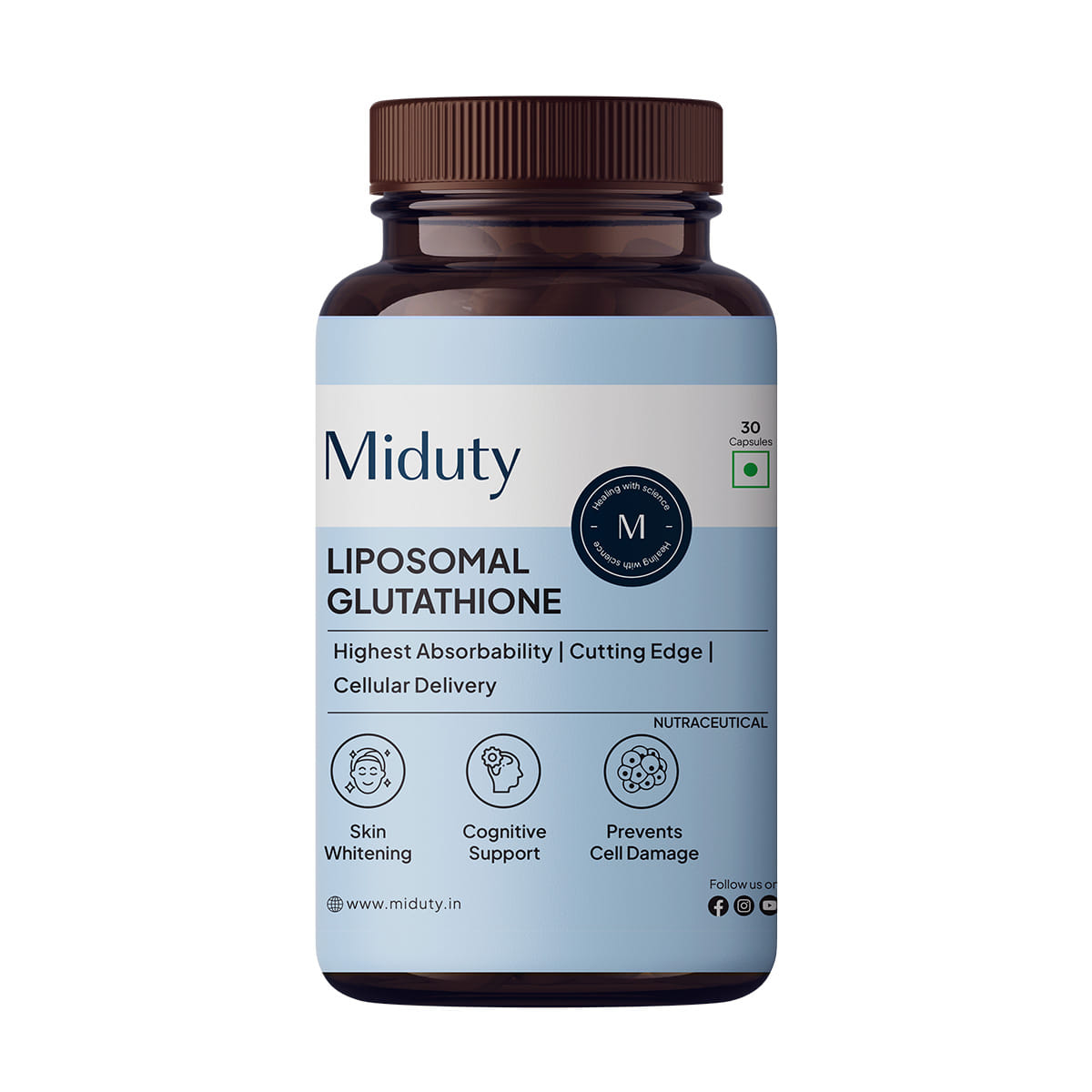 

Miduty Liposomal Glutathione 40% - Anti Aging- Skin Brightening - 8x Absorption - 30 capsule