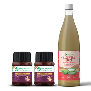 Dr. Vaidya's Ayurvedic Piles Care 2 bottles &  Aloe vera Juice 950ml | Pack of 3 Combo