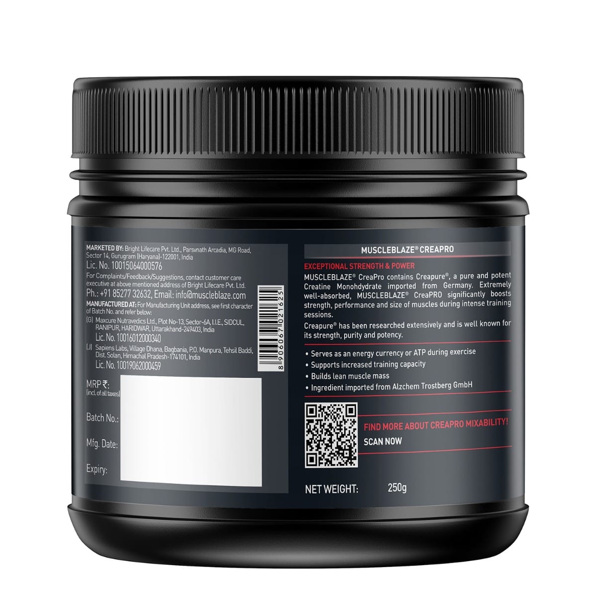 MuscleBlaze CreaPRO Creatine with Creapure®️ Powder from Germany, Pack ...