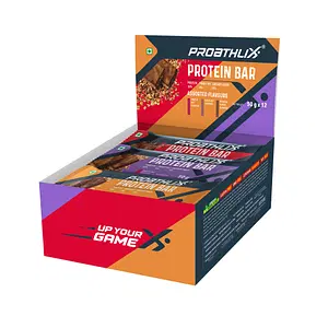 Proathlix Protein Bar Mixed Flavour with Vitamin & Minerals (Fruit & Nut | Coffee | Hazelnut) | Pack of 12 Bars