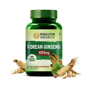 Himalayan Organics Korean Red Ginseng 1000mg | 100 Capsules | Vegetarin Capsules | Energy | Performance