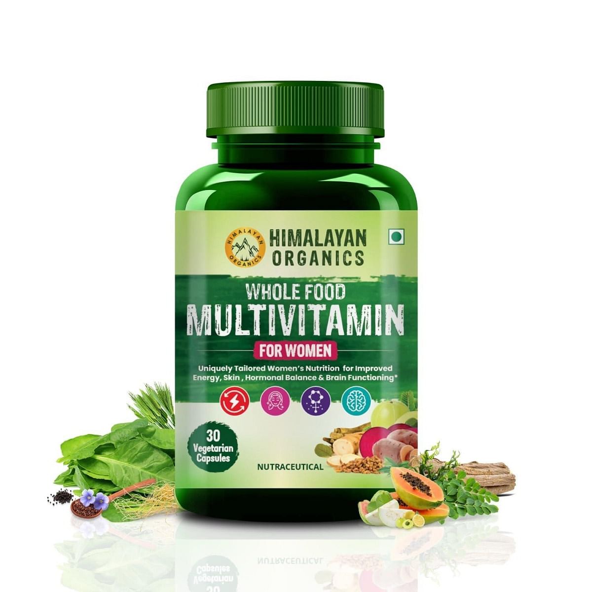 

Himalayan Organics Whole Food Multivitamin For Women With Vitamin B1, B2, B3, B5, B6, B7, B9, B12, C, D, E, Calcium, Magnesium, Zinc | - 30 Veg Cap...