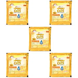 DR. MOREPEN ORS Powder Sachets, Liquid Hydration Drink with WHO Recommended Formula, Orange Flavour Pack of 5 - 21.5gm Each