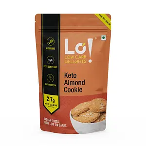 Lo! Foods - Keto Almond Cookies (200g) | Stevia Sweetened Sugar Free Keto Cookies | Authentic Flavor and Taste Keto Biscuits | 2.7g Net Carb Keto Snacks with Zero Sugar | Low Carb Diabetic Snacks