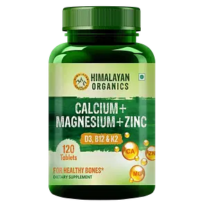 Himalayan Organics Calcium + Magnesium + Zinc | 120 Tablets | Vitamin D3 & B12 | Health Bones