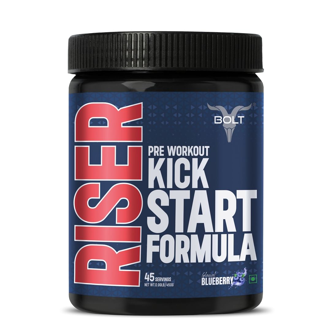 

Bolt Riser Pre workout 450g | Blue Berry | 45 Servings | Caffeine | Citrulline Malate | B-Alanine | Taurine