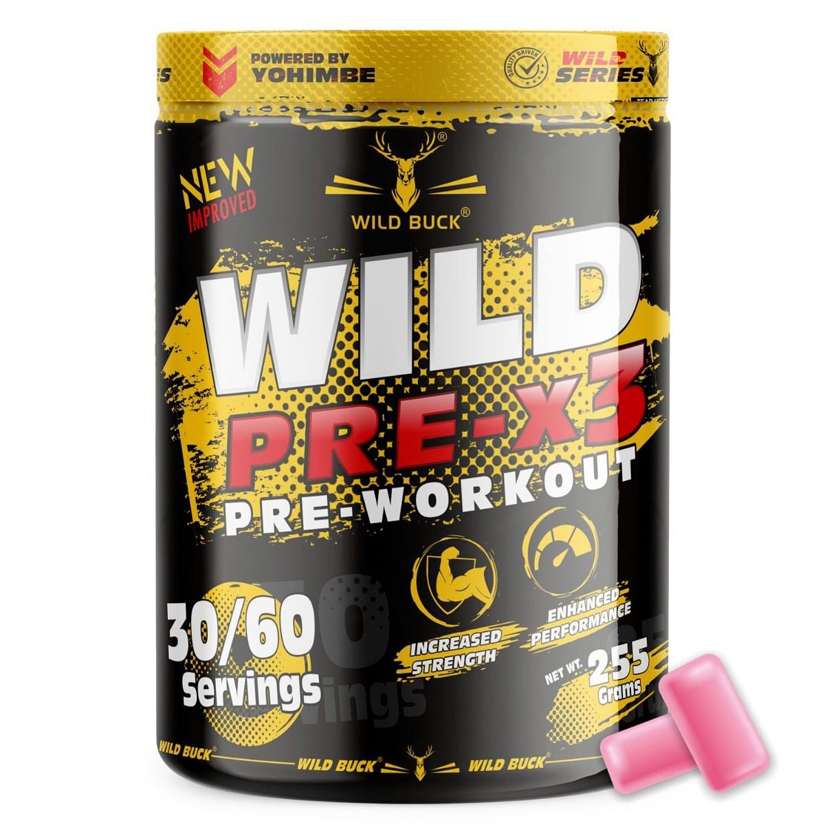 

WILD BUCK Wild Pre-X3 Hardcore Pre-Workout Supplement with Creatine Monohydrate(255gm,Sour Gummies)
