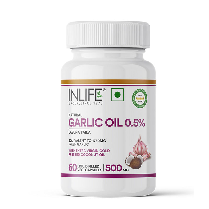 

INLIFE Natural Garlic Oil with Coconut Oil Filled Capsules | Extra Virgin Cold Pressed Oil | Helps Support Heart Health, Immunity & Digestion | 60 ...