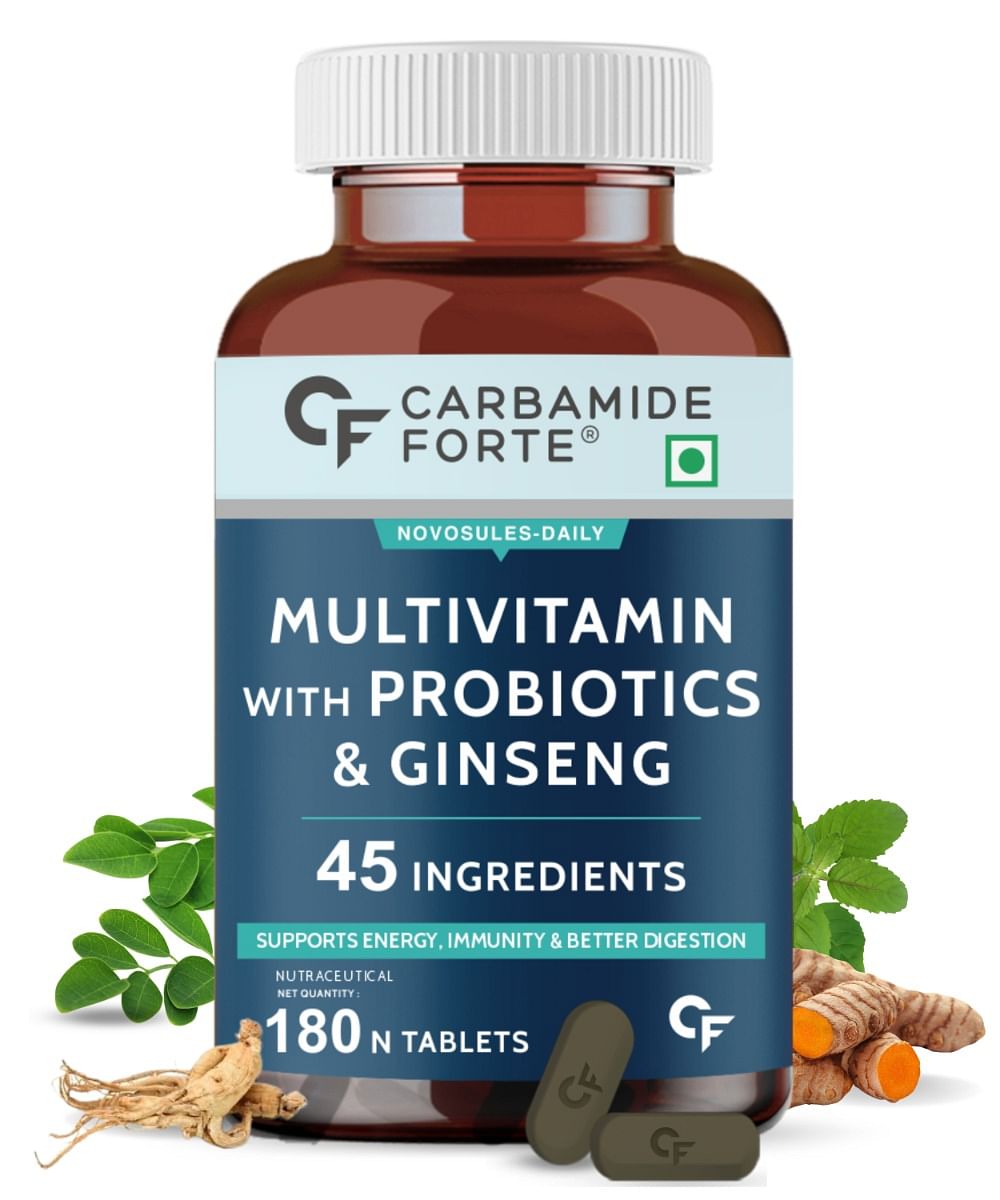 

Carbamide Forte Multivitamin Probiotics & Ginseng | 180 Tablets | 45 Ingredients | Energy | Immunity | Better Digestion | Men & Women