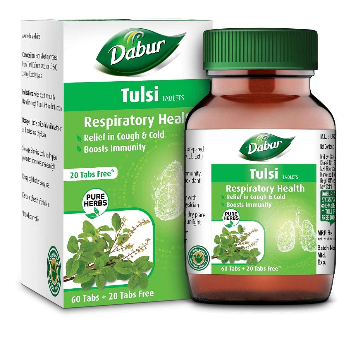 

Dabur Tulsi Tablets for Respiratory Health - 60 tabs (Get 20 tabs Free)