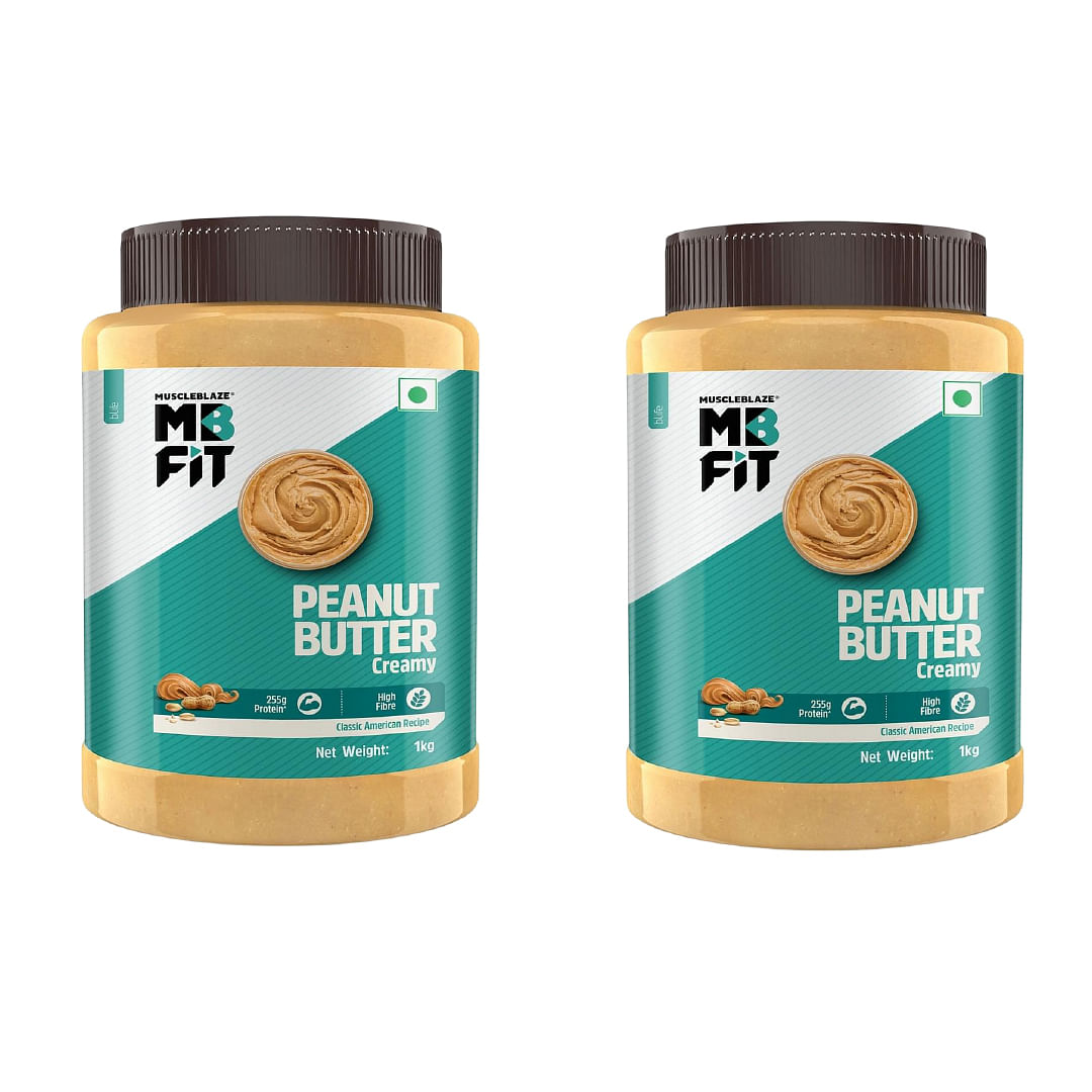 

MuscleBlaze Classic Peanut Butter with Omega 3 & 6, Creamy, 255 g Protein Per Pack, Fibre Rich, No Trans Fat, 1 kg | Pack of 2