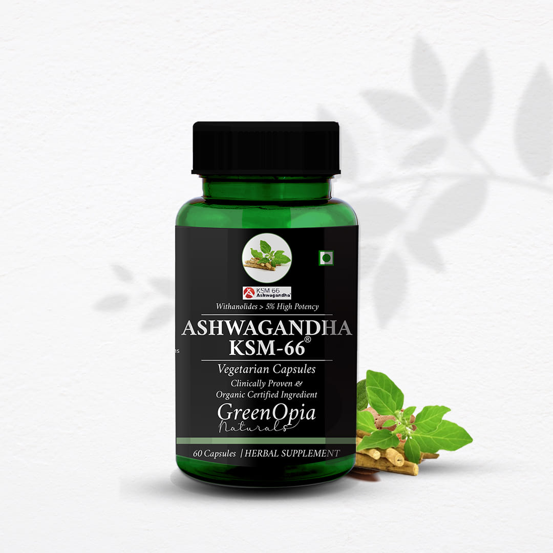 GreenOpia Ashwagandha KSM 60 Vegetarian Capsules | With KSM-66® Root Extract