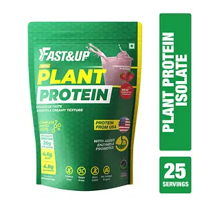 Fast & Up Vegan Plant Protein (31g Protein – Pea isolate & Brown Rice protein blend For Strength Recovery & Energy Boost, (1.32 kg , 2.91 Lbs - Strawberry Splash Flavor)
