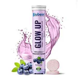 Blubein Glow Up - Radiant Skin Care Drink | 1000mg Marine Collagen with Glutathione & Vitamin C for Youthful Skin | Green Tea Extract – Blueberry Flavor for Men & Women