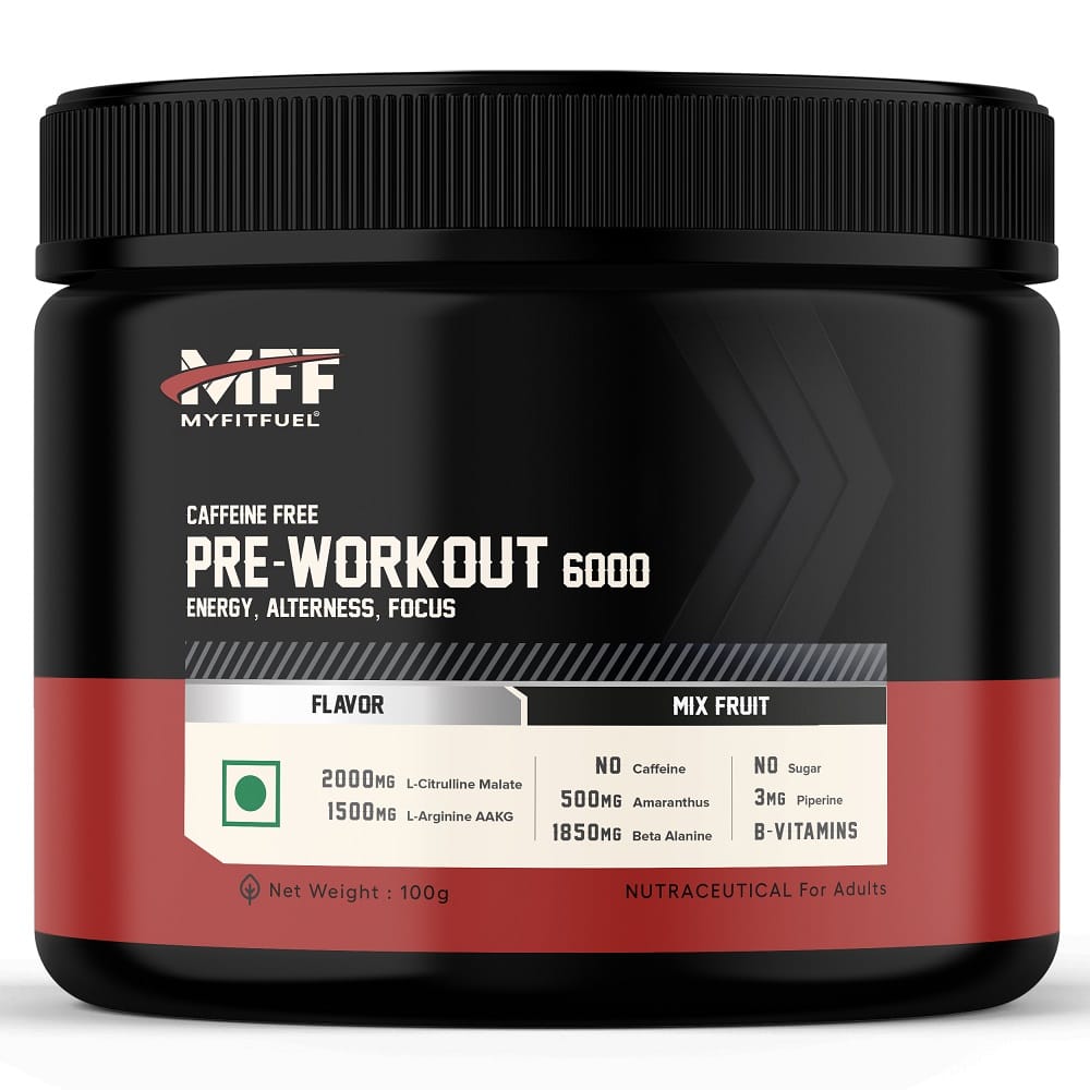 

MyFitFuel Pre Workout 6000 (Caffeine Free), 100gm, Mix Fruit