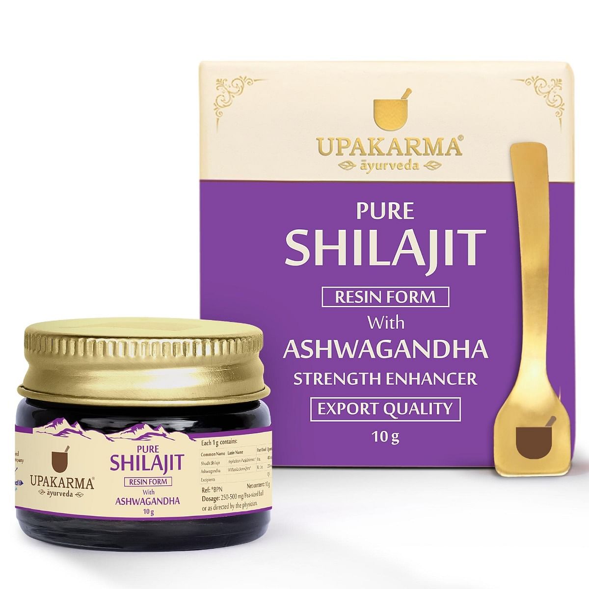 

UPAKARMA Ayurveda 100% Ayurvedic, Original & Pure Shilajit/Shilajeet Resin Form with Ashwagandha For Men and Women - 10g