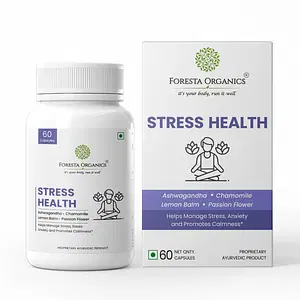 Foresta Organics Stress Health with Ashwagandha, Chamomile, Lemon Balm & Passion Flower -60 Capsules