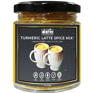 D-Alive Spiced Turmeric Latte Instant Drink Premix (Sugar-Free, Organic, Ultra-Low GI, Vegan, Diabetes and Keto-Friendly, No Emulsifier Antioxidant and Tasty) - 90g