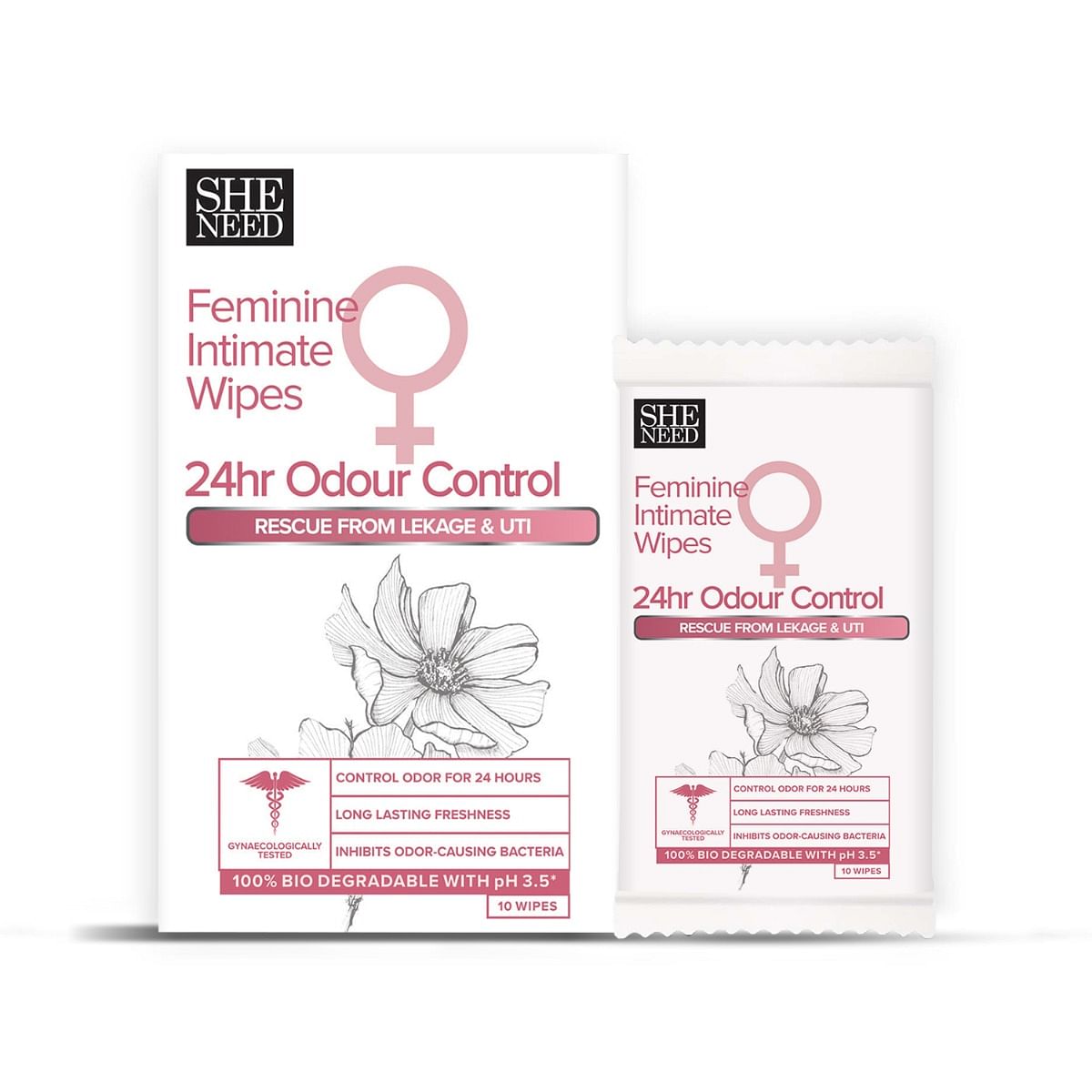 

SHENEED Feminine Intimate 24hr Odour control wipes 10N |Rescue from leakage & UTI| Refreshing Cleansing |pH Balance |Natural & Vegan | Paraben & Su...