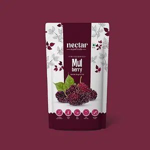 Nectar Superfoods Freeze Dried Mulberry | No Preservatives, No Added Sugar, Healthy Dried Fruit | 100% Natural, Vegan, Gluten Free Snack for Kids and Adults | 20 gram Pouch | Pack of 4