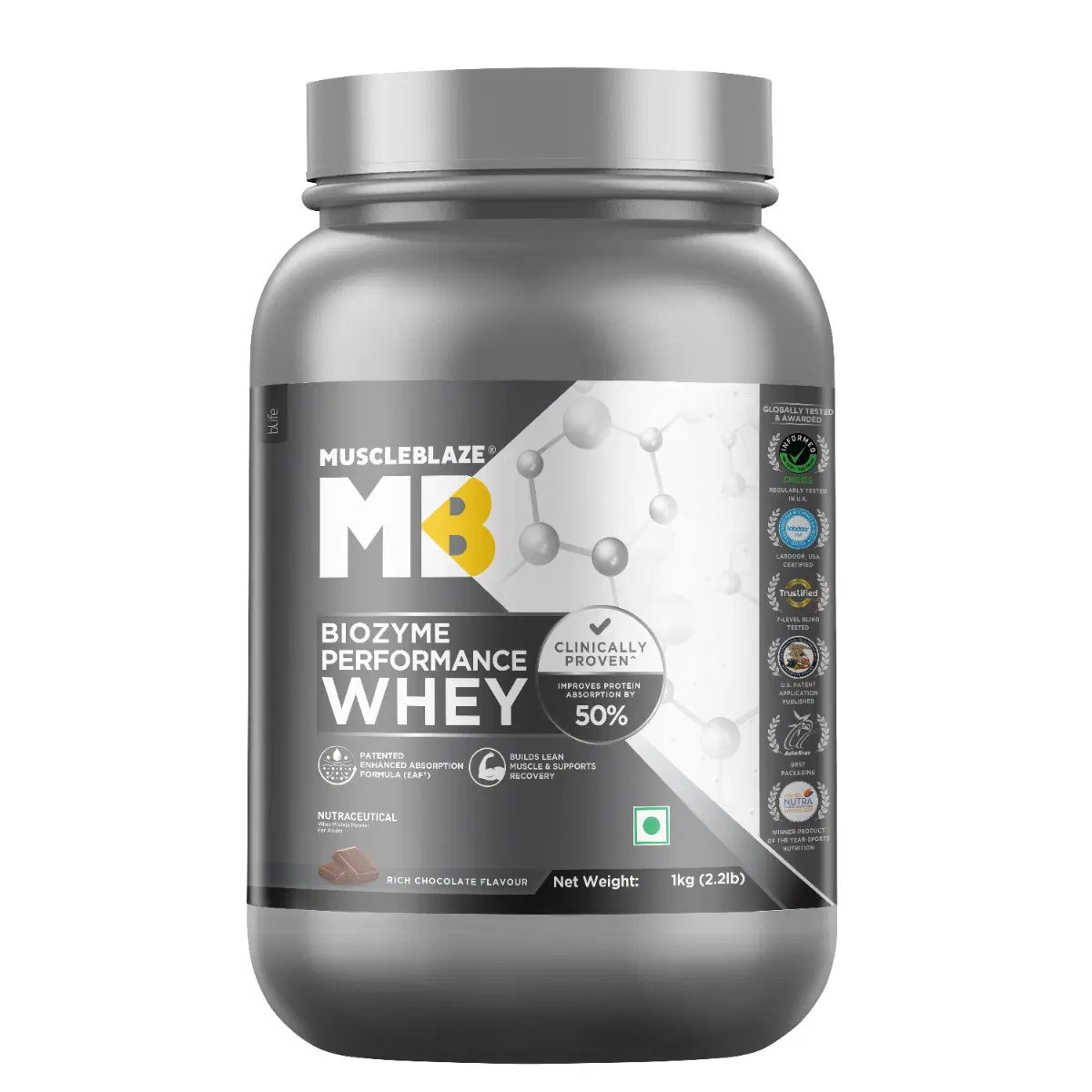 MuscleBlaze MB Biozyme Performance Whey 1kg | 28 Serving | Rich ...