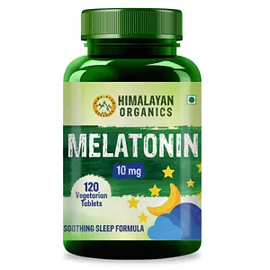 Himalayan Organics Melatonin 10 MG Healthy Sleep Cycle | Helps Stress & Anxiety Relief | Improve Concentration | Non Habit Forming-120 Vegetarian Tablets